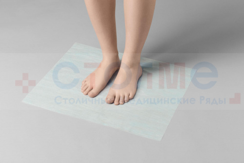 Коврик из SMS, 50х80 см, белый/голубой, 100 шт/упк Коврик из SMS, 50х80 см, белый/голубой, 100 шт/упк