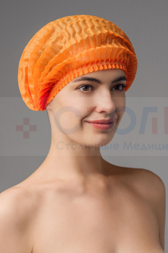 Шапочка-шарлотка медицинская из спанбонда, оранжевый, 50 шт/упк Шапочка-шарлотка медицинская из спанбонда, оранжевый, 50 шт/упк