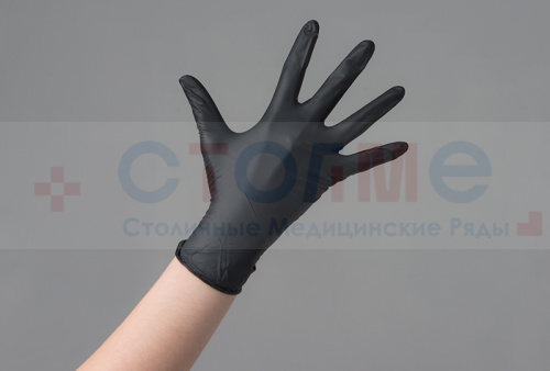 Перчатки нитриловые Safe&Care, L, черный, 100 шт/упк