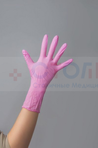Перчатки нитриловые SunViv, M, Розовый, 100 шт/упк