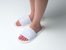 Тапочки махровые с открытым мысом, белый, 1 пар/упк